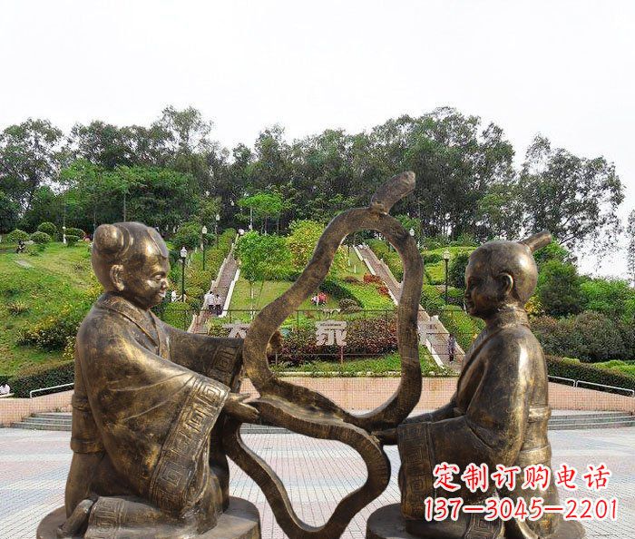河南校园抽象孔融让梨铜雕