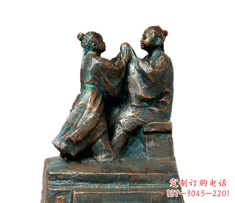 河南校园古代孔融让梨人物铜雕