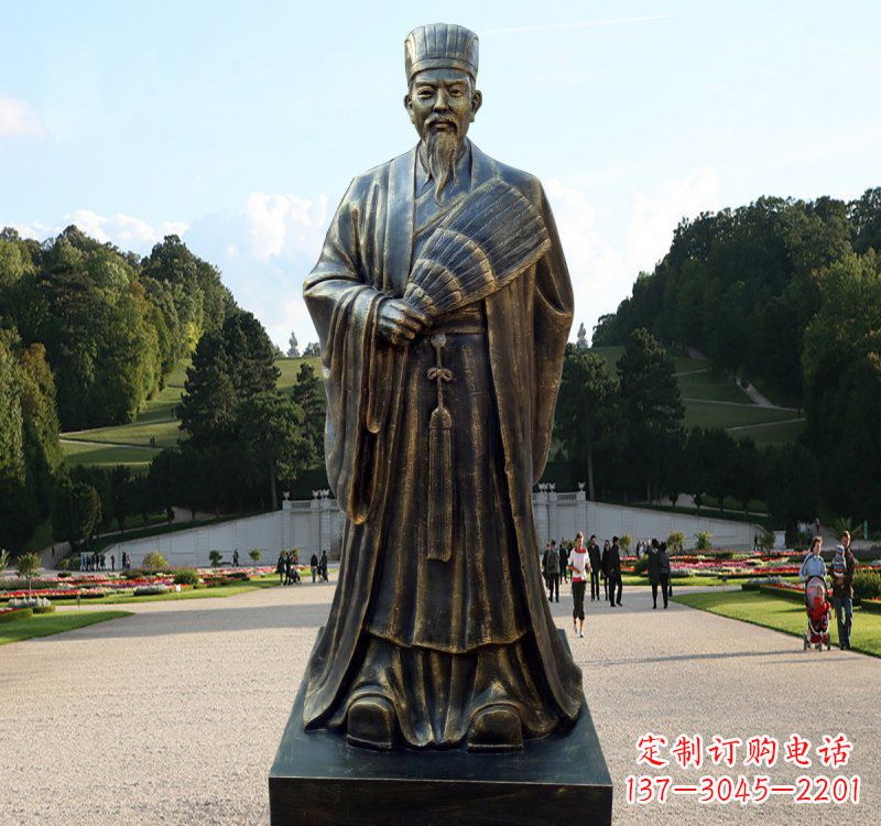 河南校园古代名人诸葛亮铜雕
