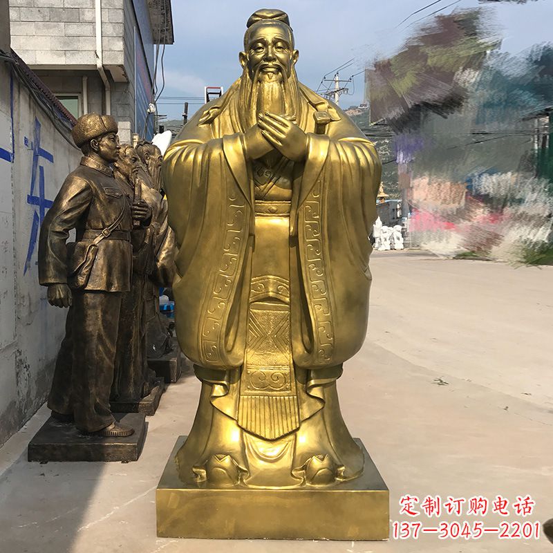 河南校园孔子铜雕像