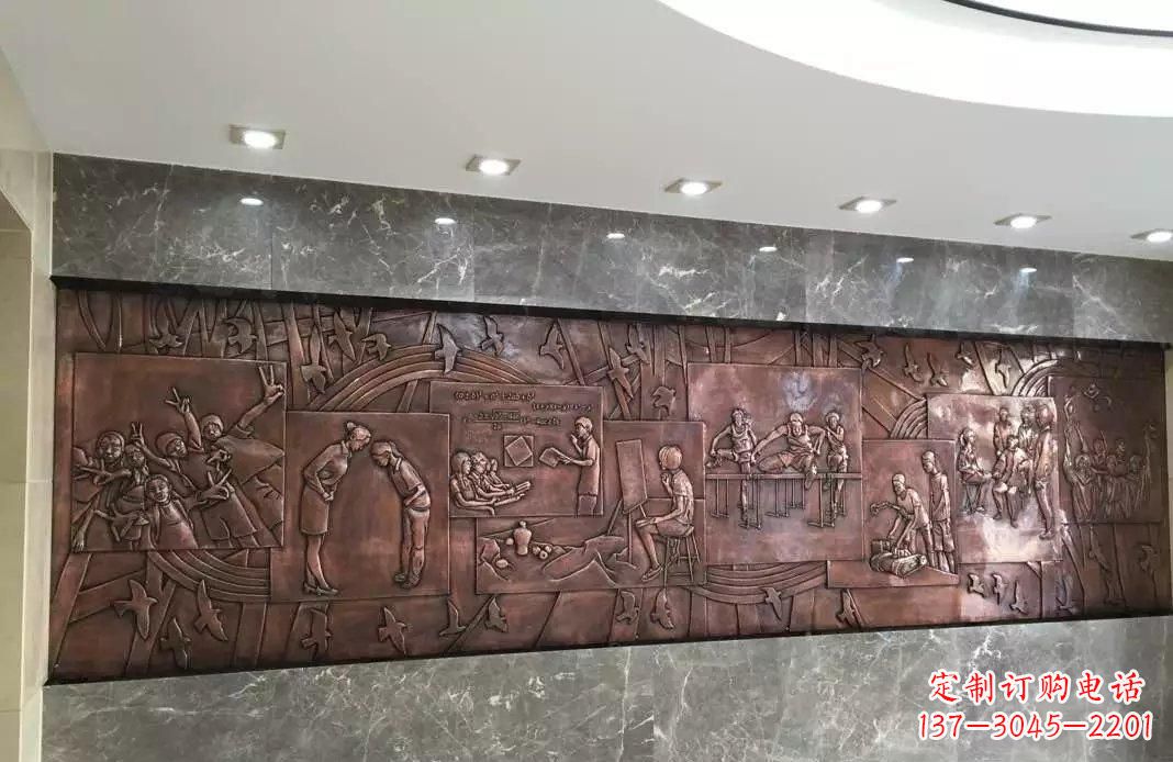 河南校园老师与学生铜浮雕