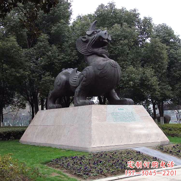 河南獬豸神兽雕塑-公园上古神兽景观雕塑