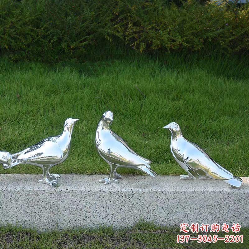 河南银白色不锈钢电镀鸽子雕塑摆件