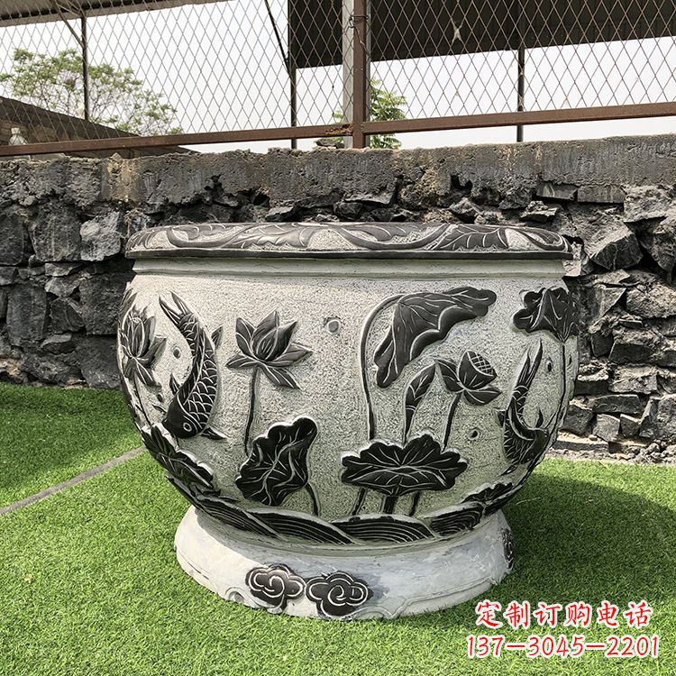 河南鱼纹水缸石雕