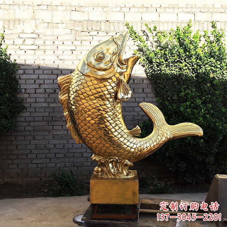 河南鱼跃景观铜雕-纯铜铸造企业商场动物雕塑摆件