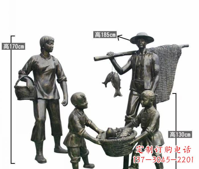河南渔夫捕鱼民俗铜雕 (3)