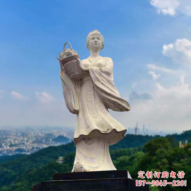 河南虞姬景观石雕像-景区园林古代美女雕塑