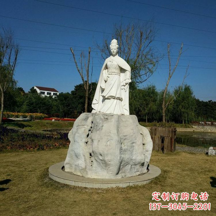 河南虞姬石雕塑-公园历史名人楚汉时期美女雕像