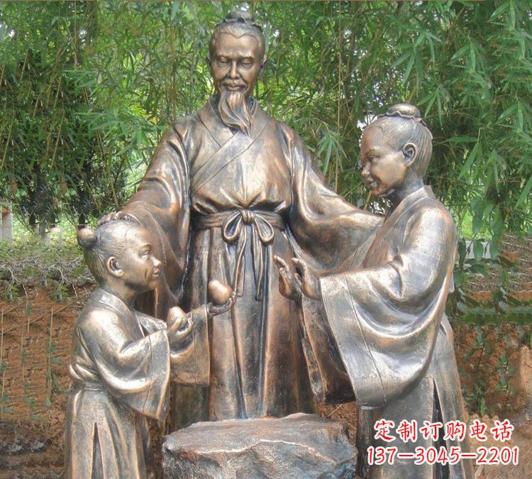 河南寓言故事铜雕_孔融让梨