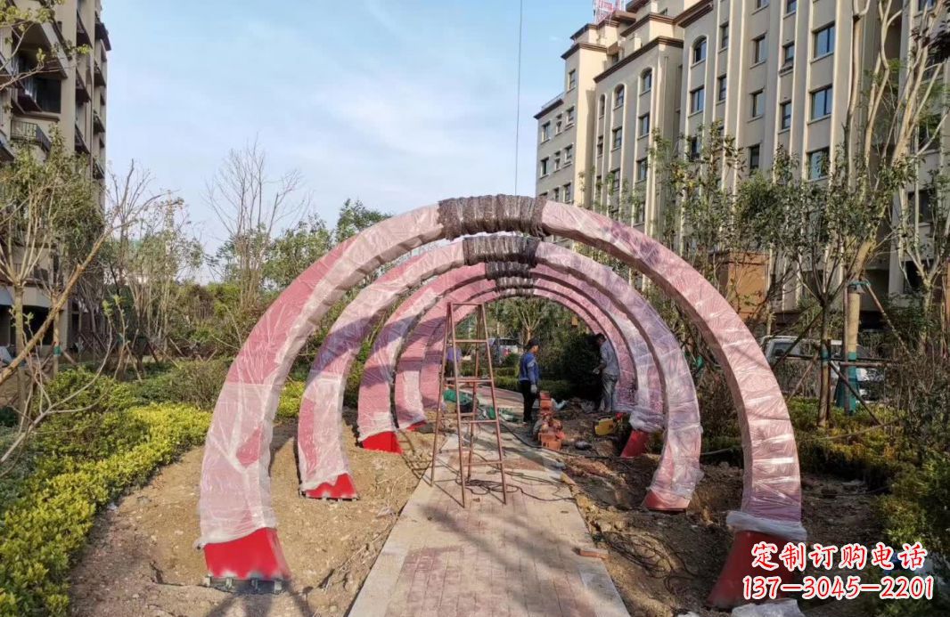河南园林不锈钢拱门景观雕塑
