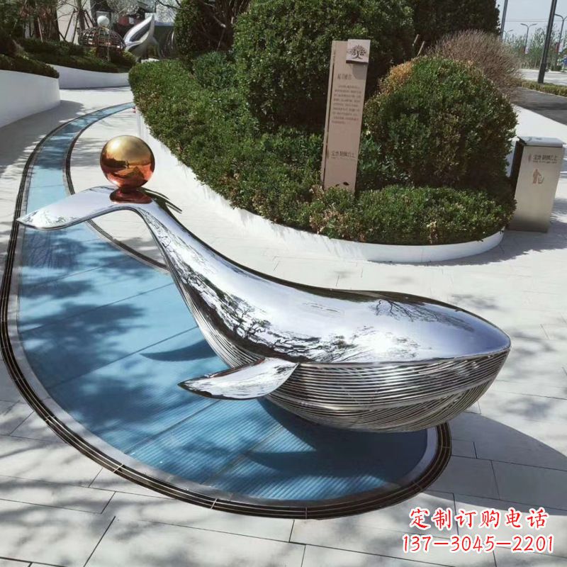 河南园林不锈钢海豚景观摆件