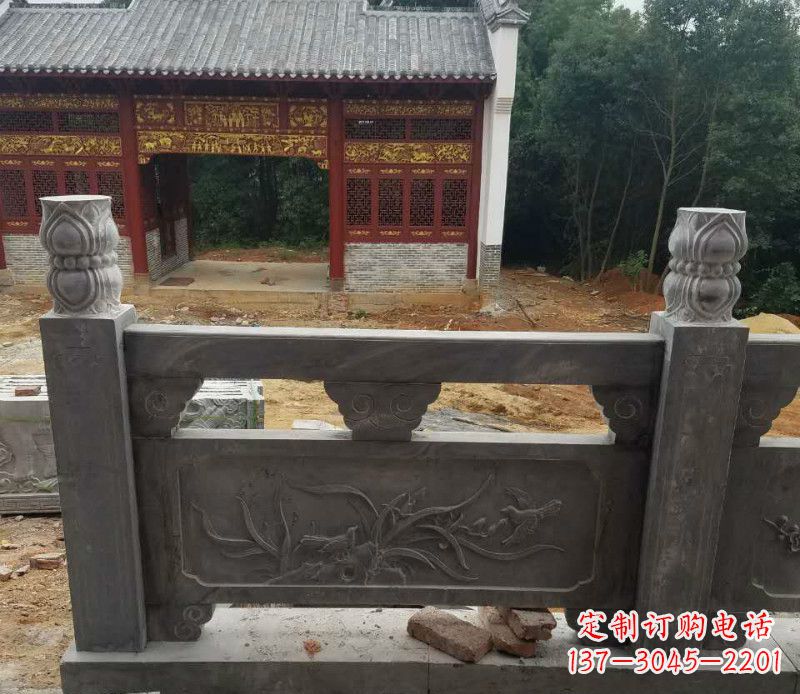 河南园林仿古兰花石浮雕栏板景观石雕