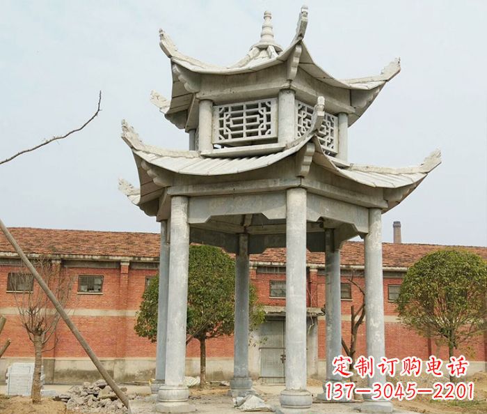 河南园林仿古双层石雕凉亭 (2)