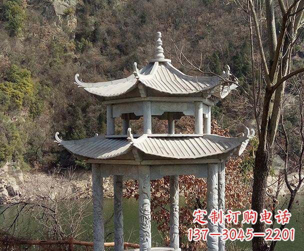 河南园林仿古双层石雕凉亭