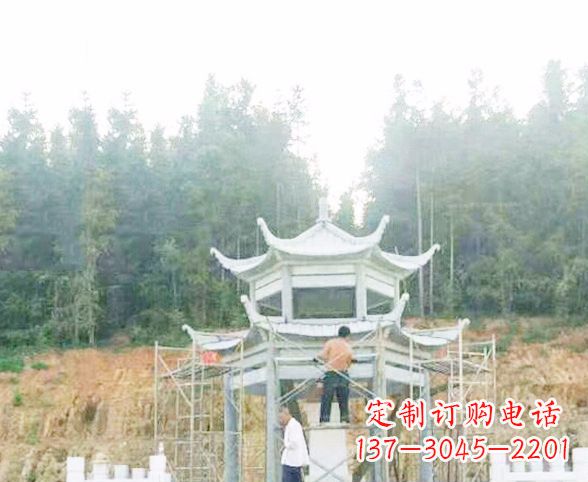 河南园林仿古双层石凉亭景观石雕 (2)