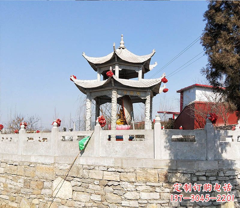 河南园林仿古双层石凉亭景观石雕 (3)