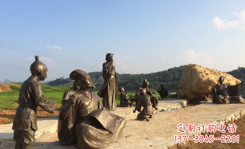 河南园林古代人物和玩耍的小孩小品铜雕
