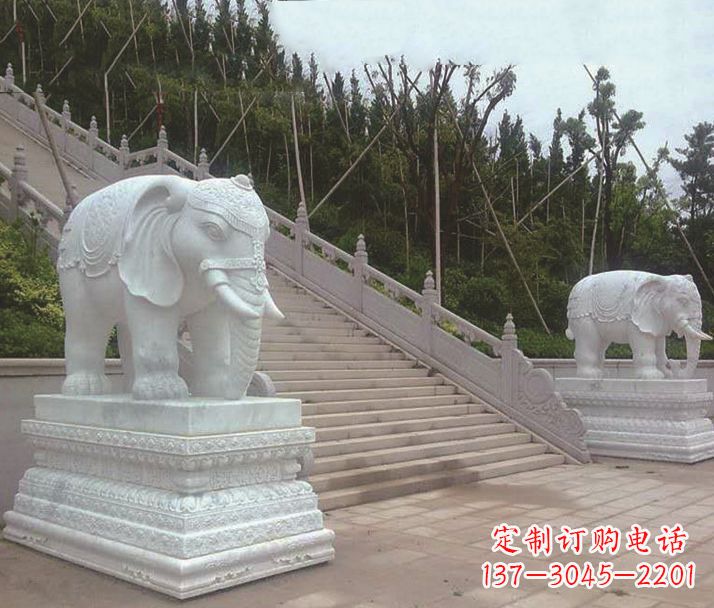 河南园林汉白玉大象景观石雕