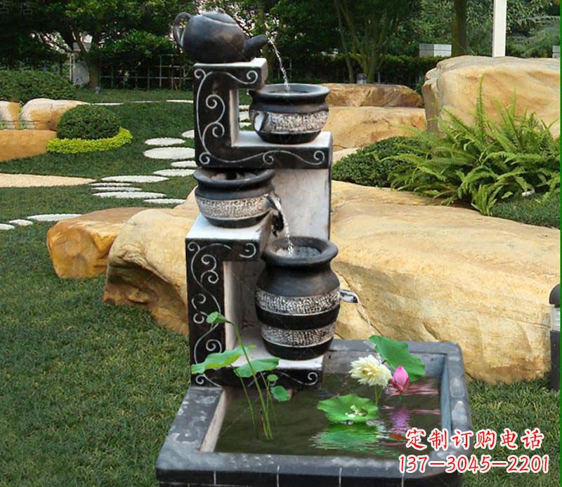 河南园林景观茶壶流水池石雕