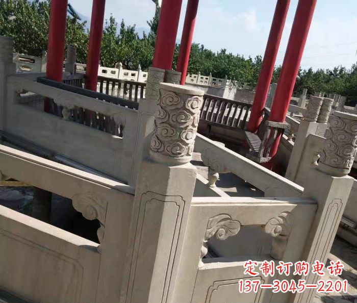 河南园林景观大理石桥栏板石雕 (3)