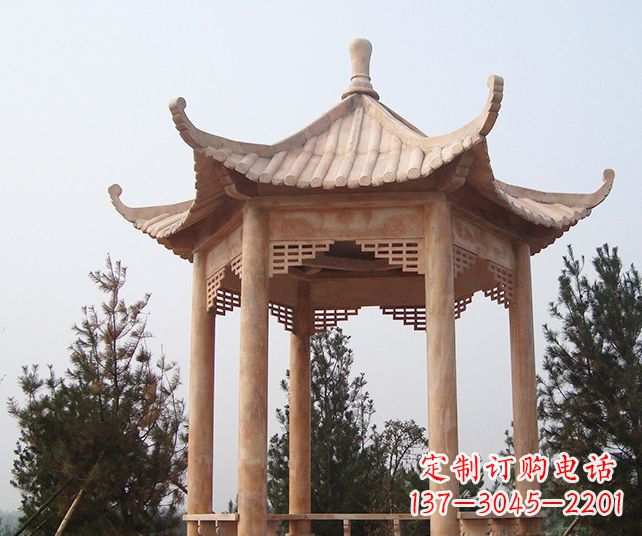 河南园林景观单层石雕凉亭 (3)