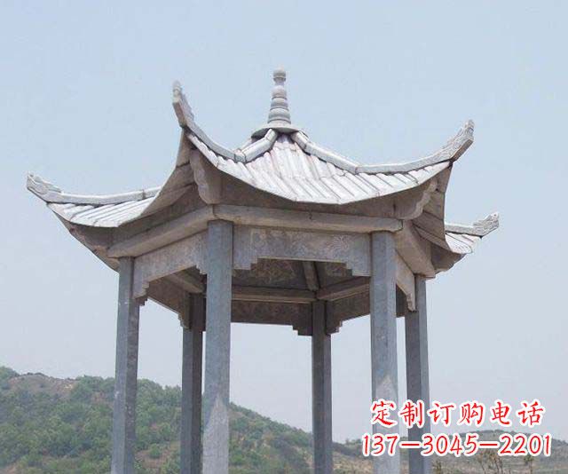 河南园林景观单层石雕凉亭 (2)