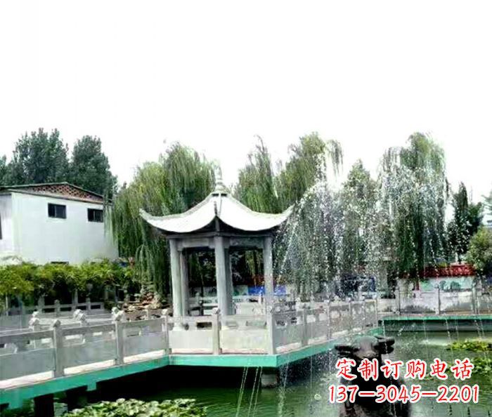 河南园林景观单层六角石雕凉亭
