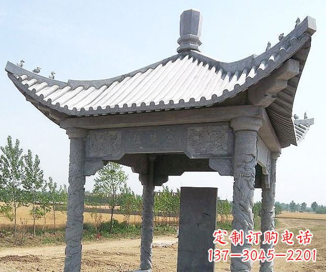 河南园林景观单层石雕凉亭 (4)
