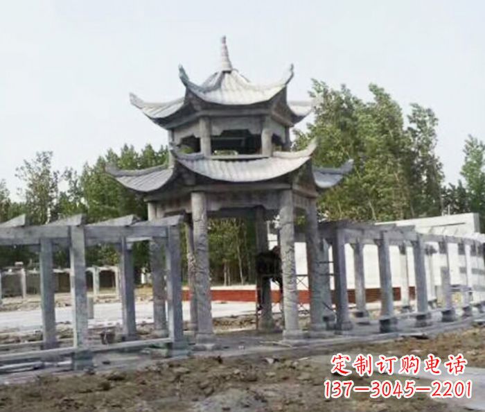 河南园林景观多层凉亭石雕 (2)