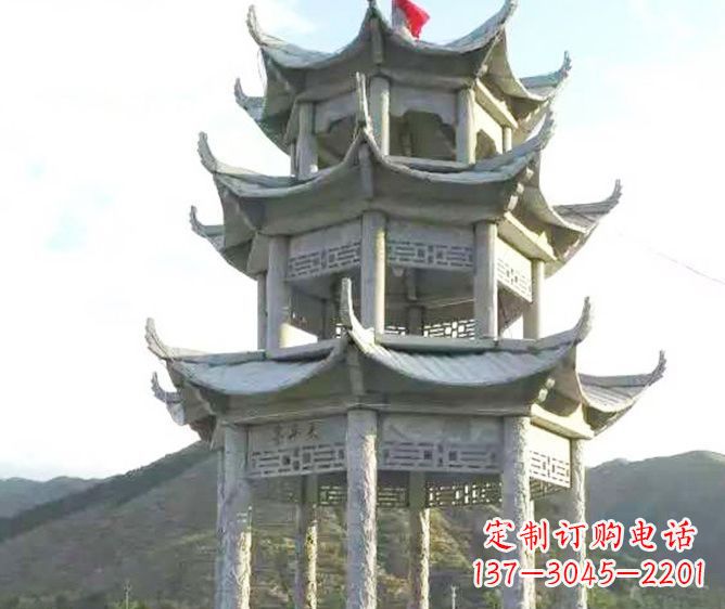 河南园林景观多层凉亭石雕 (3)