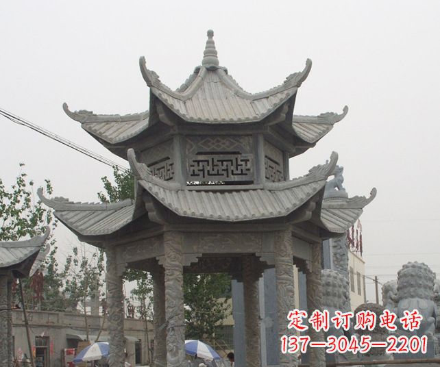 河南园林景观仿古石雕凉亭 (2)