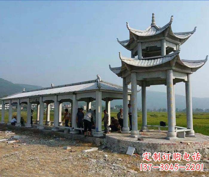 河南园林景观仿古石雕长廊凉亭