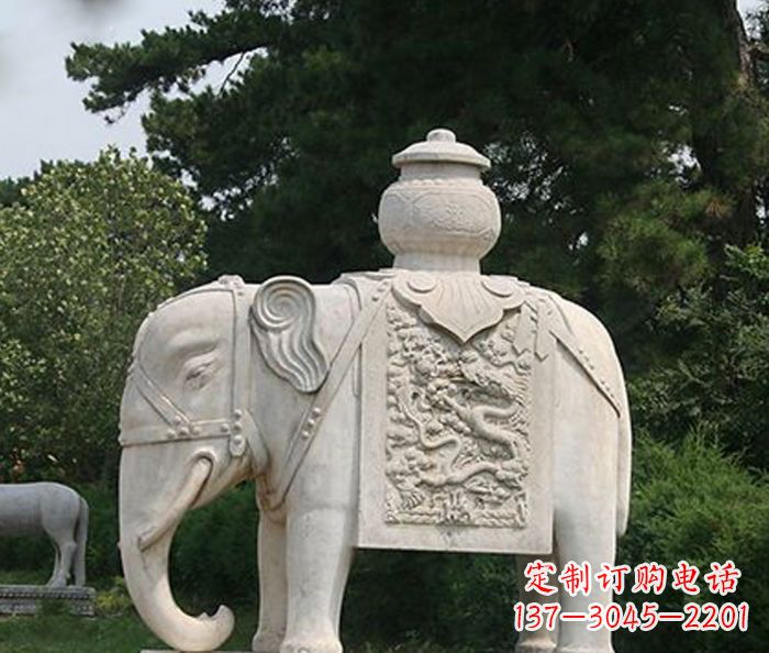 河南园林景观驮宝大象石雕