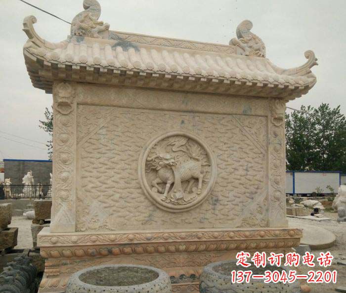 河南园林景观晚霞红石雕影壁