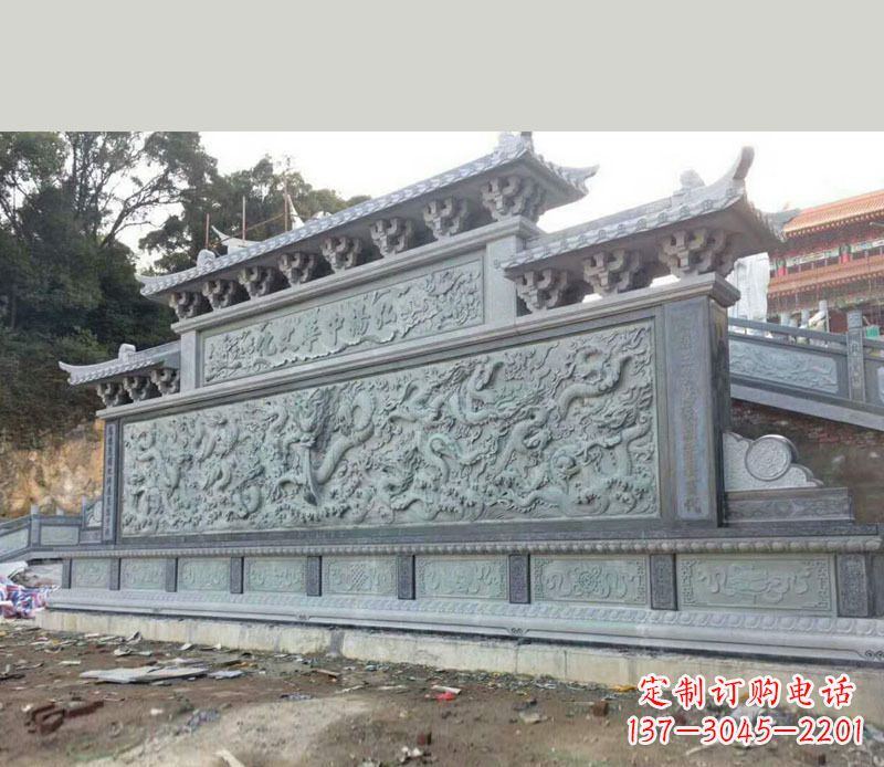 河南园林九龙壁景观石雕 (2)