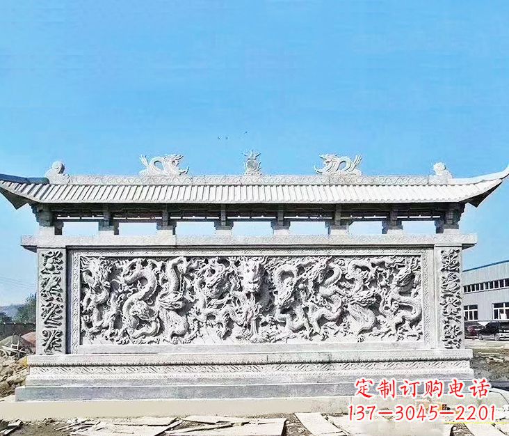 河南园林龙浮雕影壁墙景观石雕