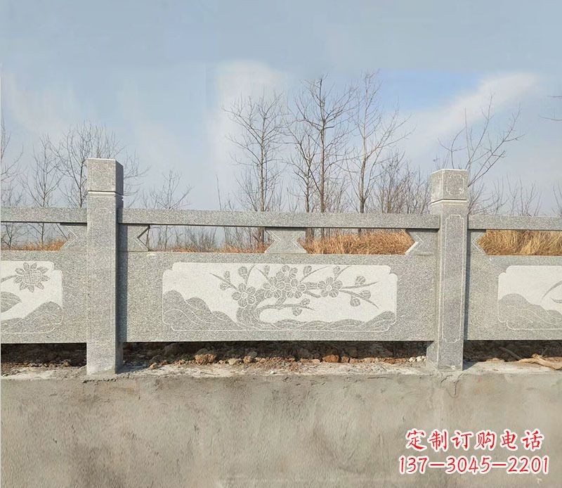河南园林梅花石浮雕栏板景观石雕