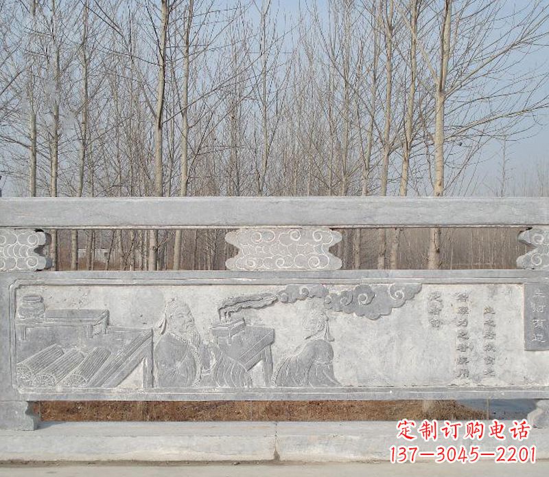 河南园林石浮雕栏板景观石雕 (3)
