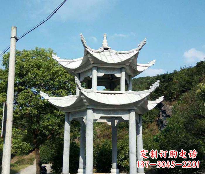 河南园林双层凉亭石雕