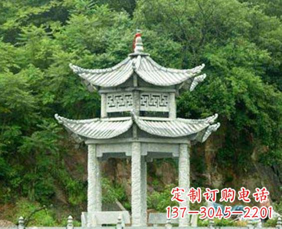 河南园林双层六角石凉亭景观石雕