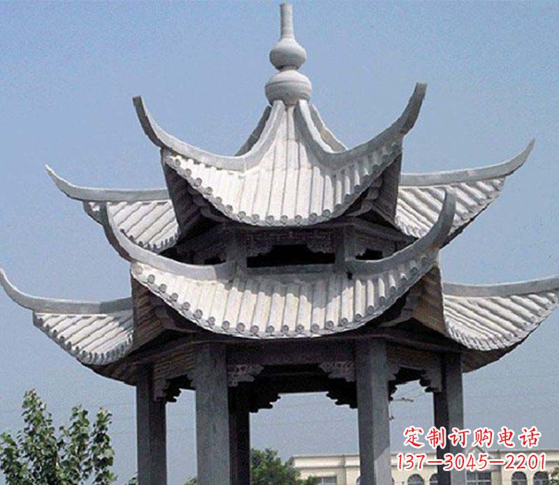 河南园林双层石凉亭景观石雕