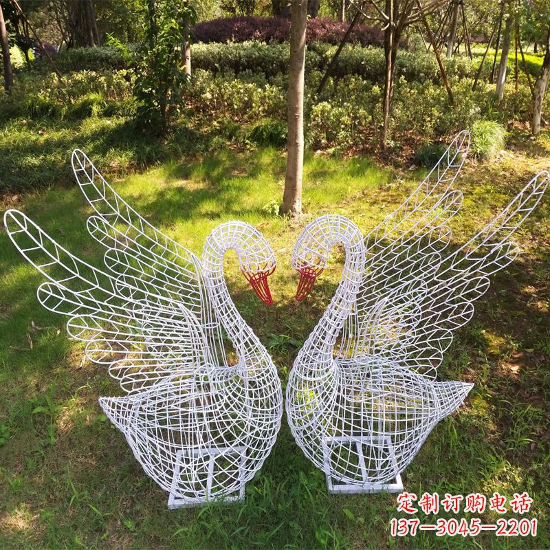 河南展翅天鹅公园绿地铁艺动物摆件