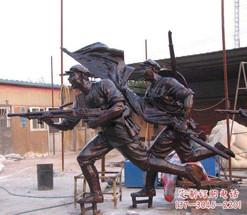 河南战士人物铜雕