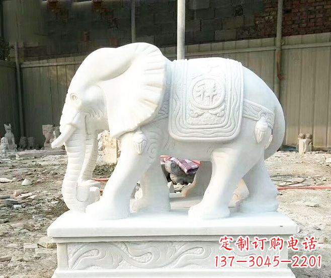 河南招财动物汉白玉大象石雕 (3)