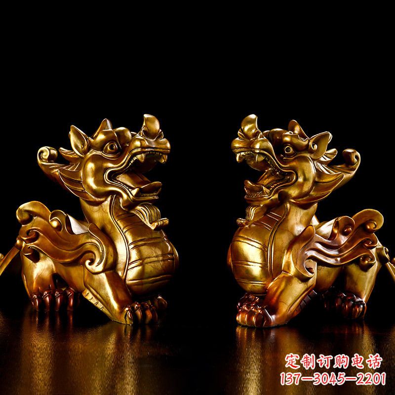 河南招财黄铜貔貅雕塑摆件