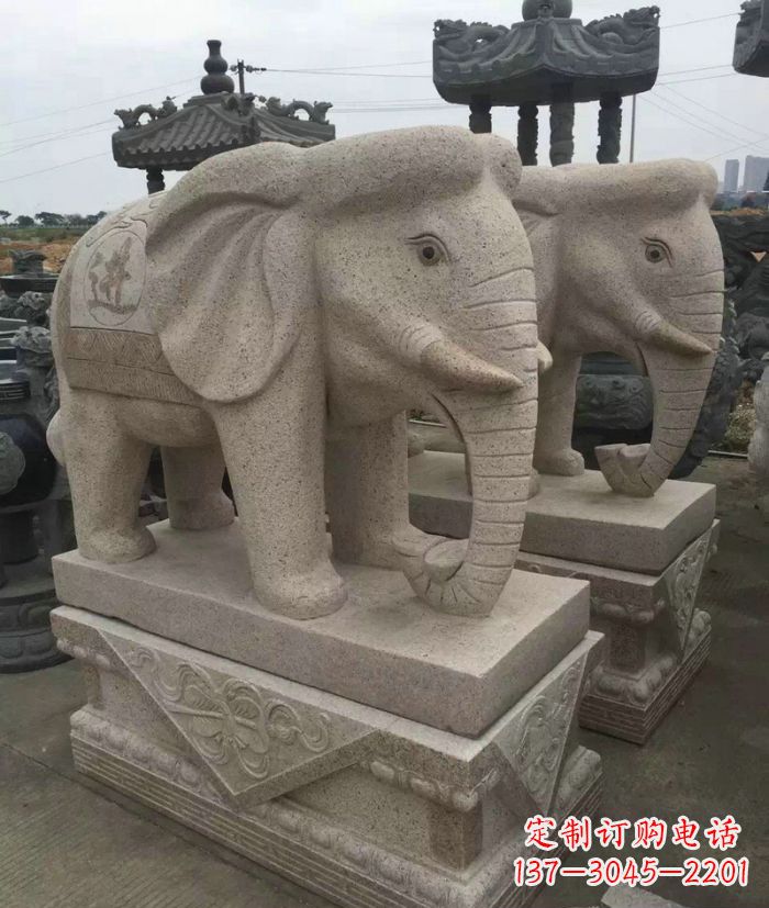 河南招财进宝大理石大象石雕