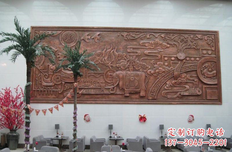 河南招财进宝大象铜浮雕