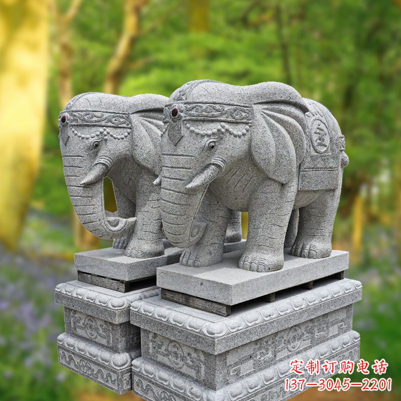 河南招财纳福石雕大象