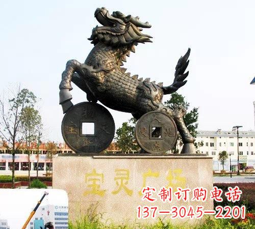 河南招财麒麟铜雕