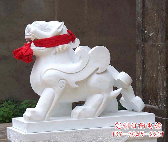 河南招财神兽汉白玉貔貅石雕